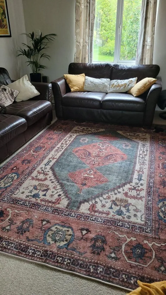 Machine Washable Terracotta Livingroom Rug - Image 4