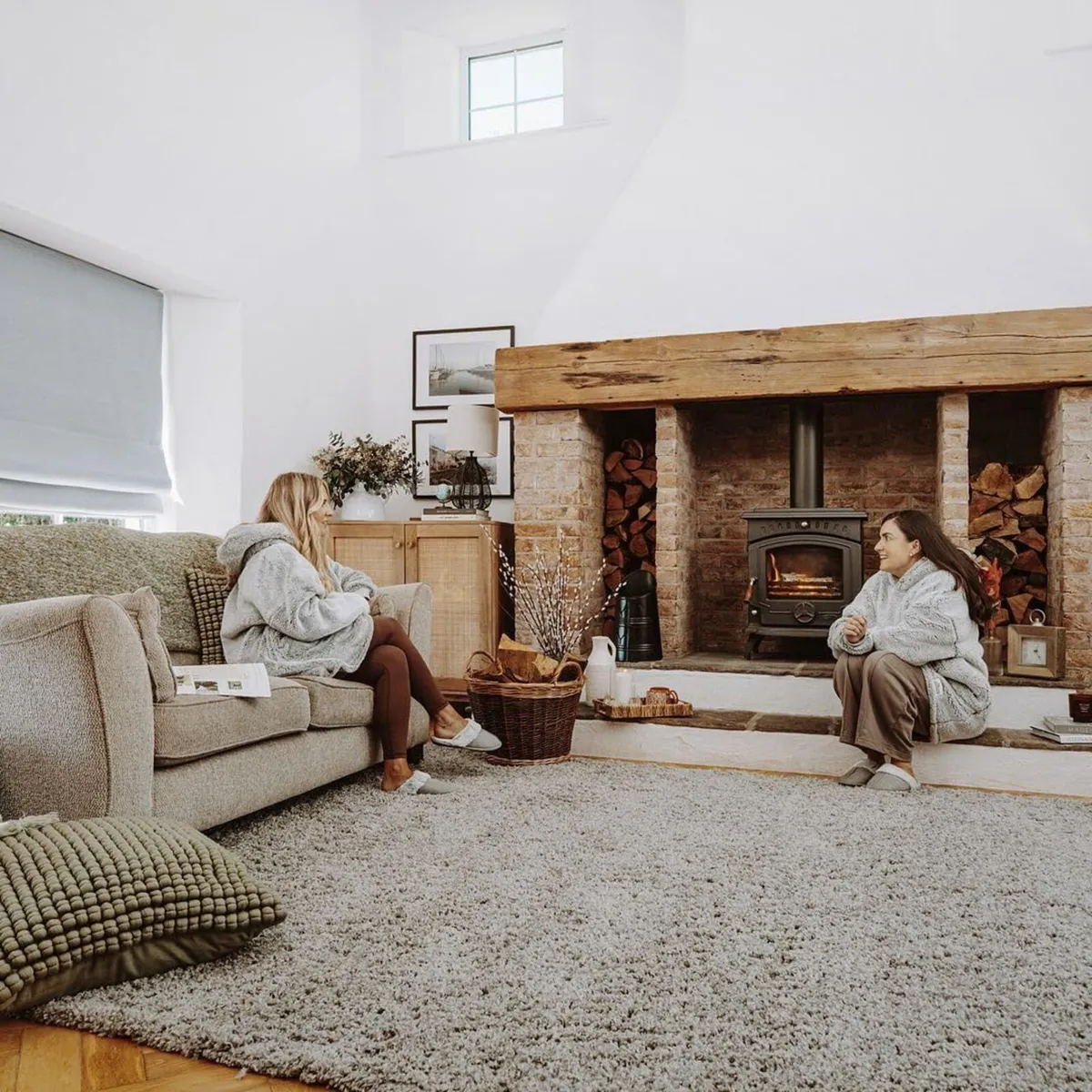 Silver Fluffy Pile Rug Thick Shaggy Warm Cosy - Image 2