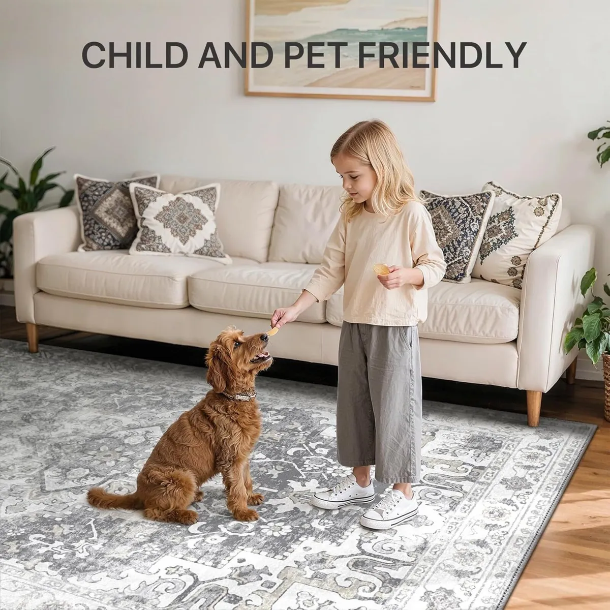 Washable Large Grey Rug 160x230cm for Living Room - Image 4