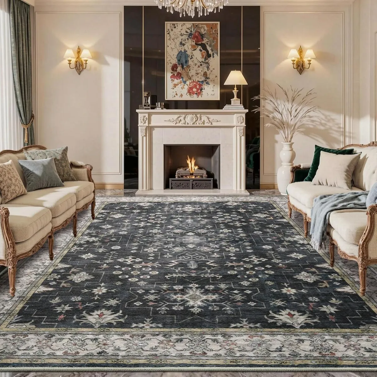 Vintage Rug 200 x 300 cm Non-Slip Washable Living - Image 1