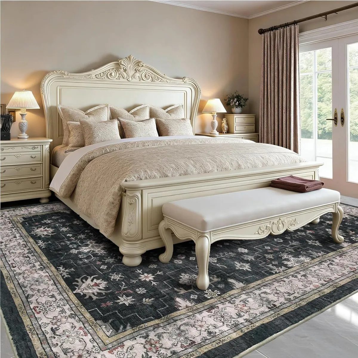 Vintage Rug 200 x 300 cm Non-Slip Washable Living - Image 2