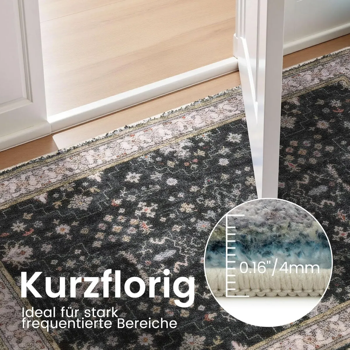 Vintage Rug 200 x 300 cm Non-Slip Washable Living - Image 3