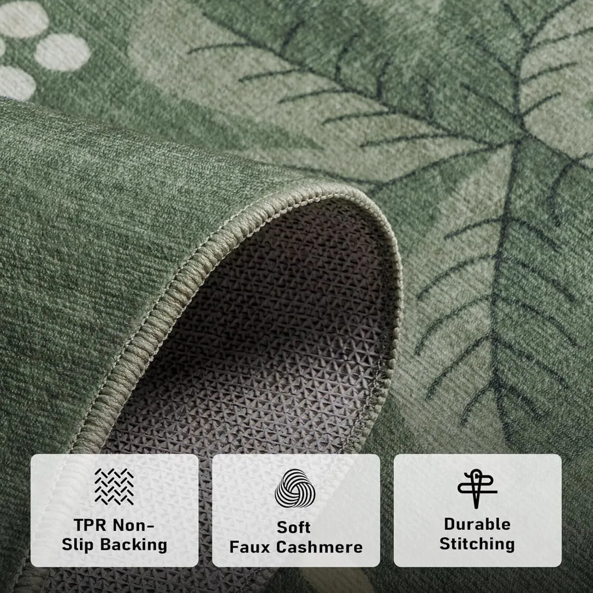 Living Room Rug Large Low Pile Vintage Scalloped - Image 2