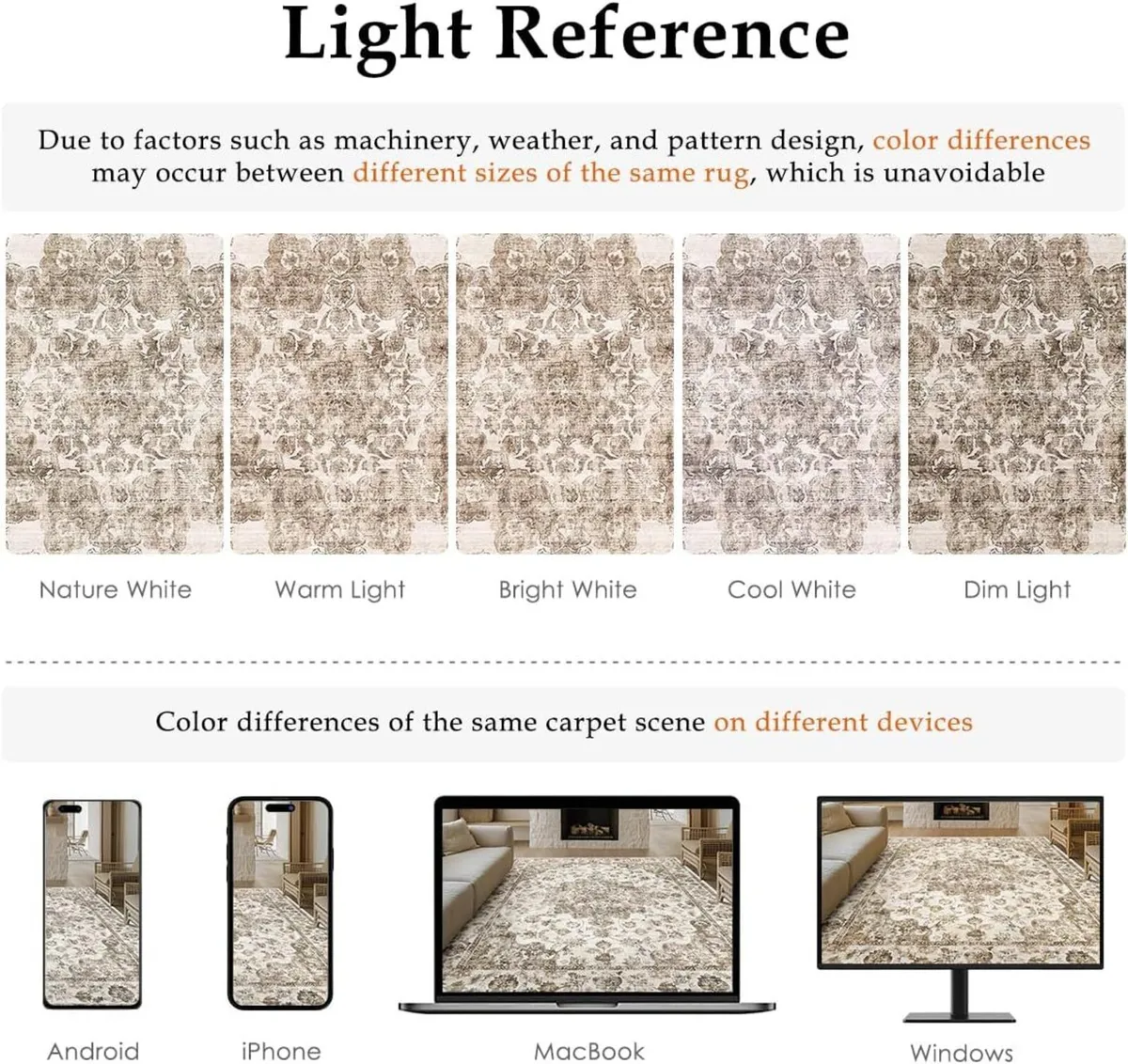 Vintage Rugs Living Room Brown Large Area Rug - Image 2