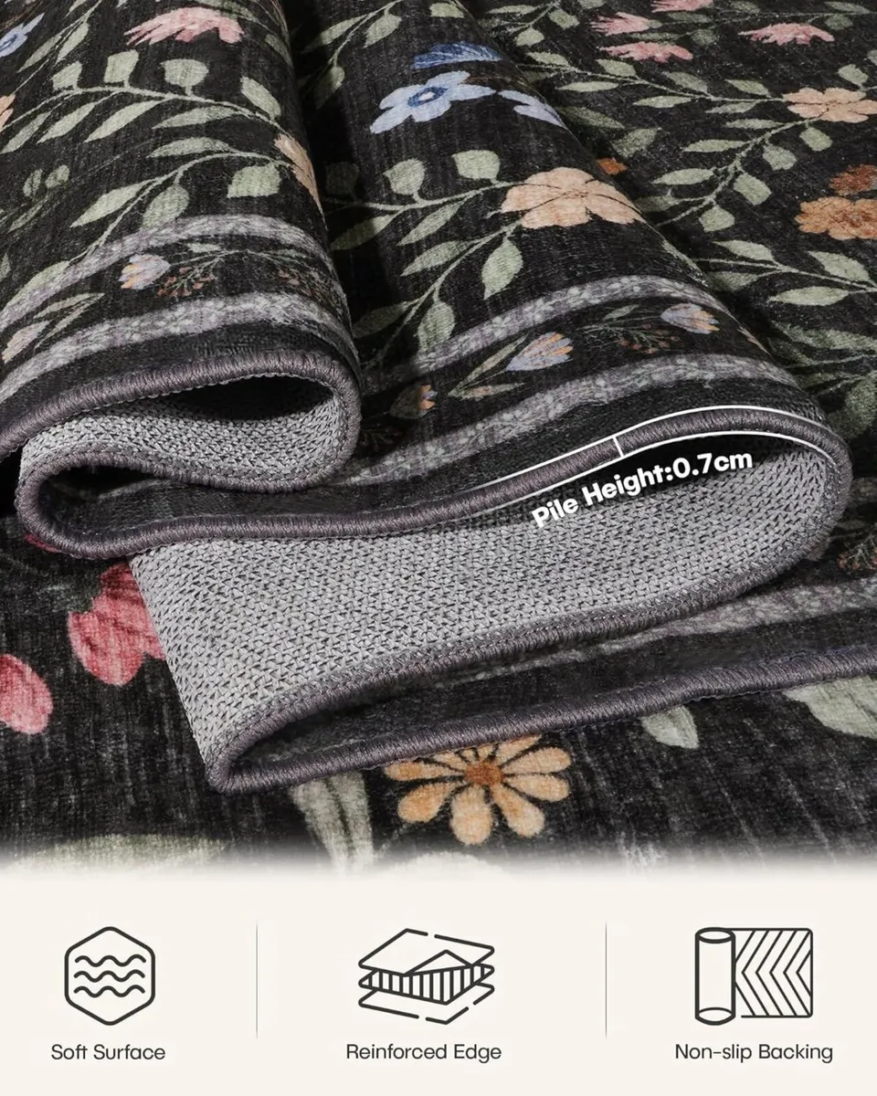 Floral Rugs for Living Room Boho Washable Area - Image 3