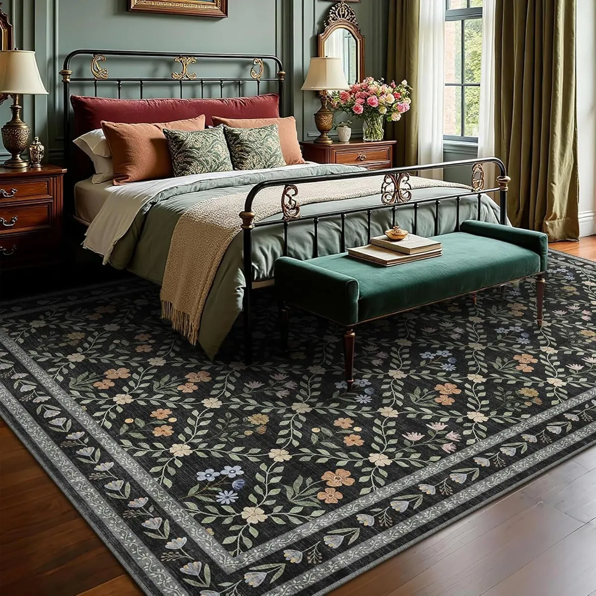 Floral Rugs for Living Room Boho Washable Area - Image 4