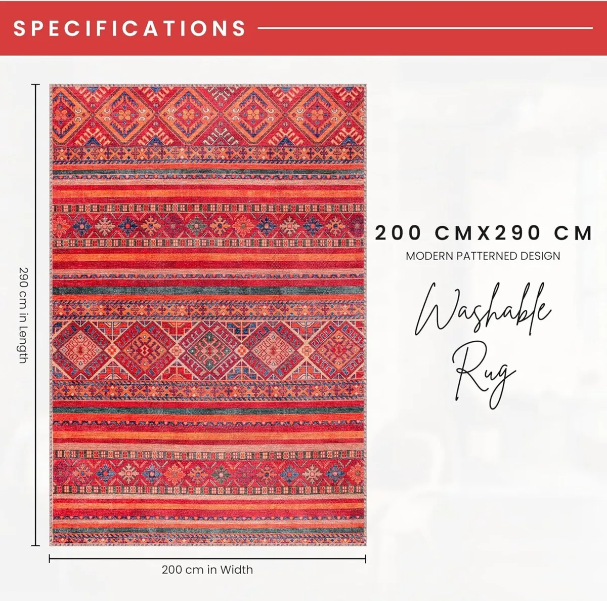 Washable Area Rugs for Living Room Traditional - Image 3