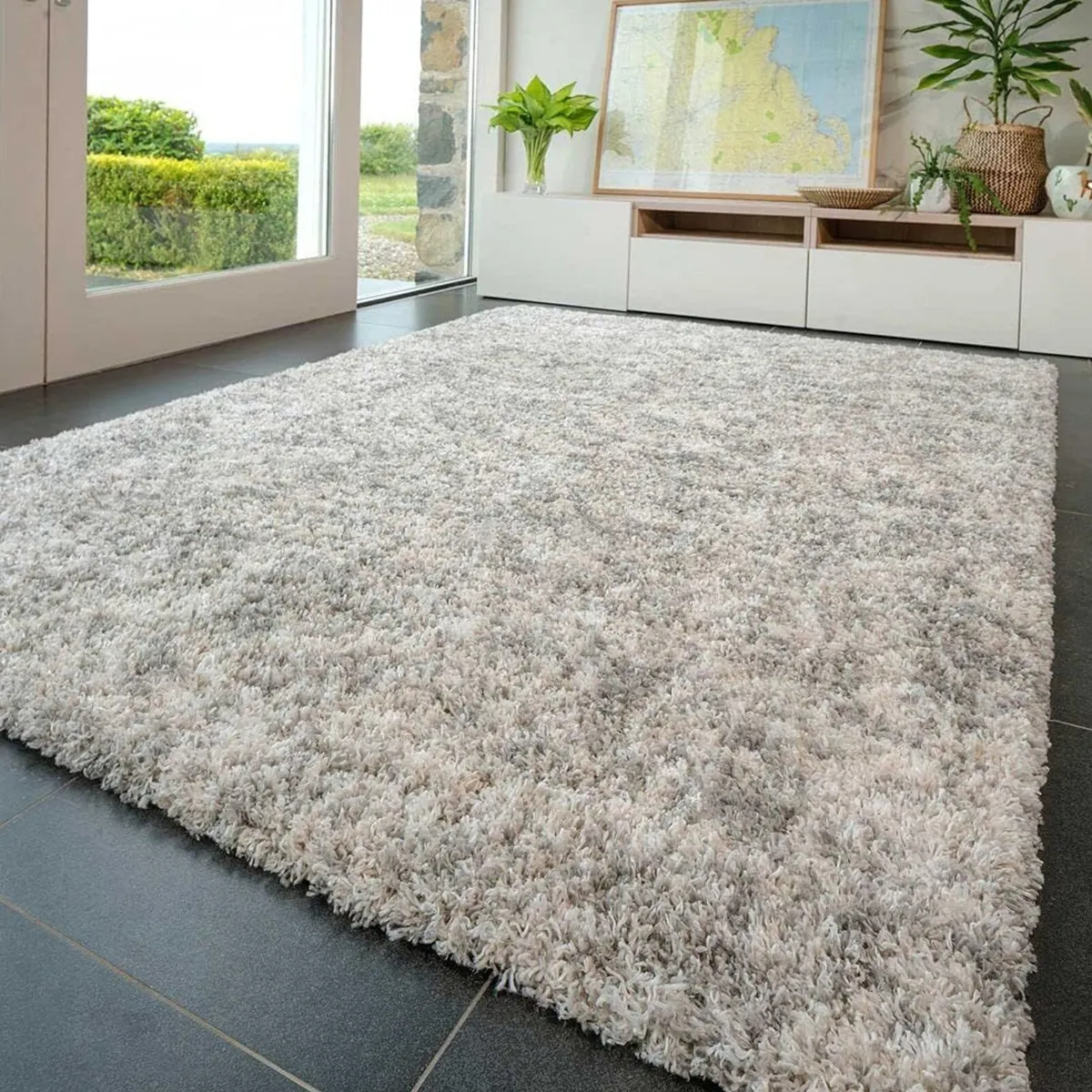 Affordable Durable Grey Silver Fuffly Shaggy Shag - Image 1