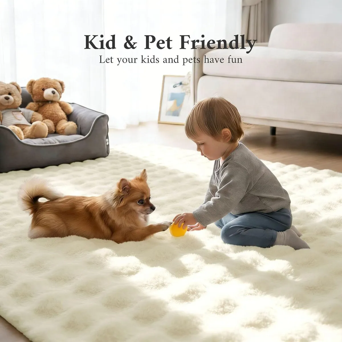 Fluffy Shaggy Rugs Living Room with 3D Bubble - Image 4