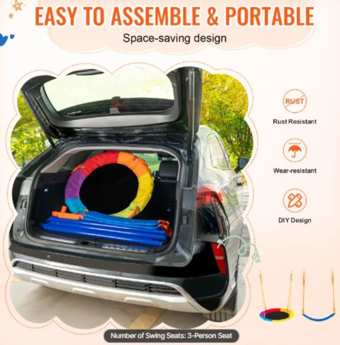Swing Sets for Backyard, 600lbs Load Capacity - Image 3