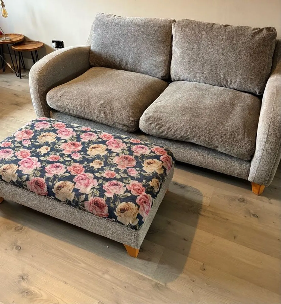 EZ Living  2 seater (3 seater size) couch and matching footstool - Image 1