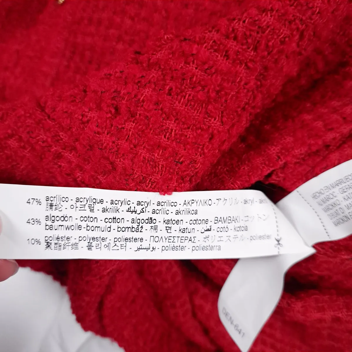 Zara Red Textured Gold Button Knit Dress S - Image 2