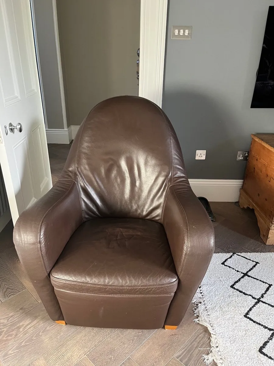 Natuzzi Brown Leather Armchair - Image 1