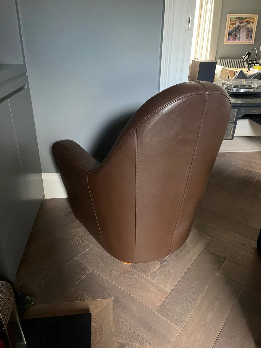Natuzzi Brown Leather Armchair - Image 2