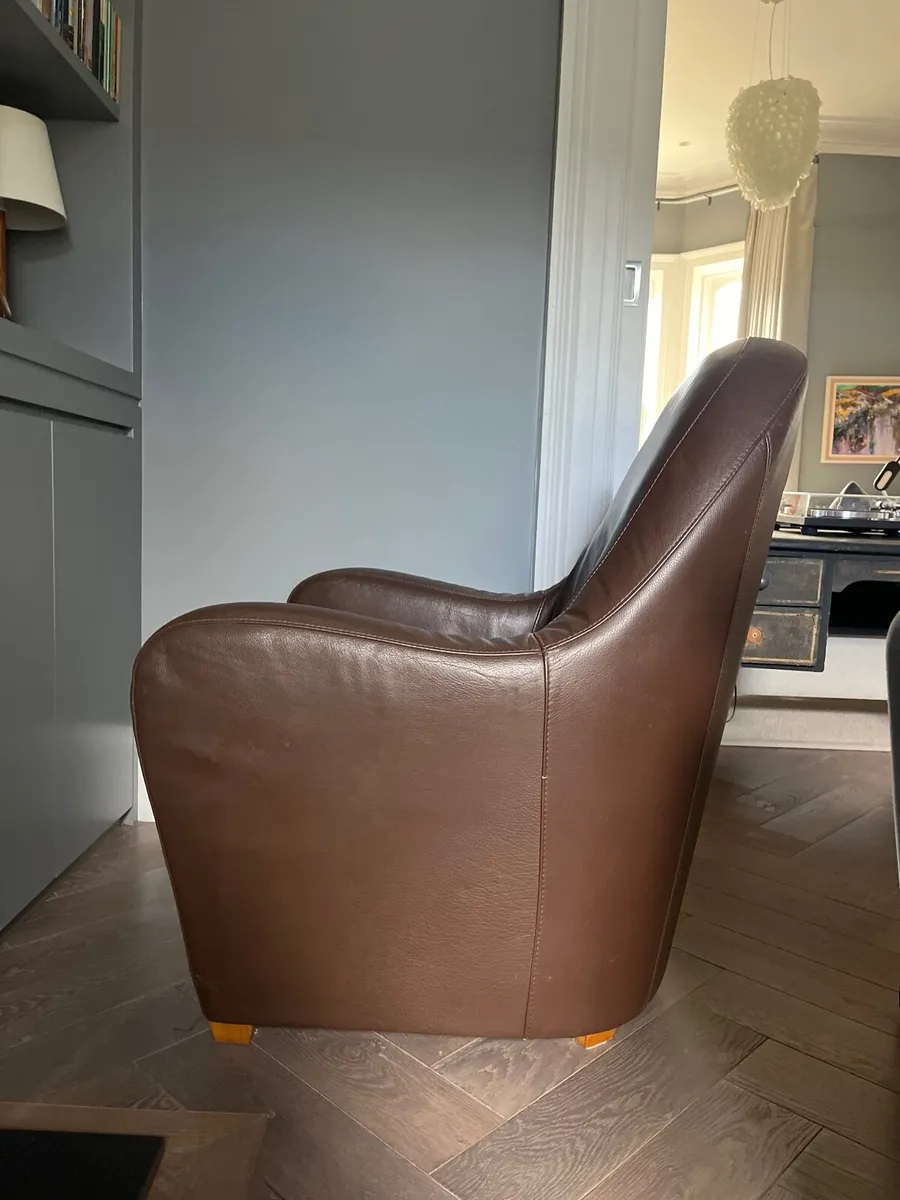 Natuzzi Brown Leather Armchair - Image 3