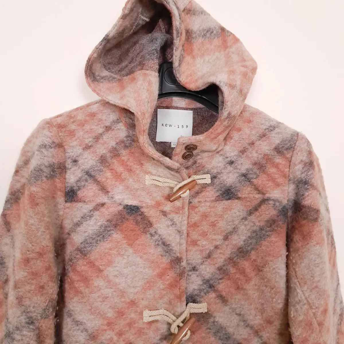 Kew 159 Vintage Orange Plaid Duffle Coat 12UK - Image 4