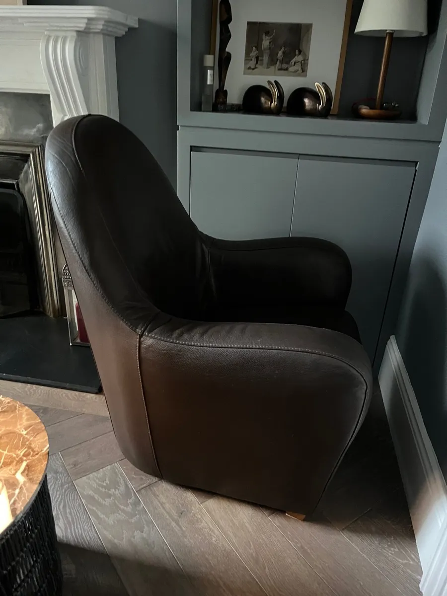 Natuzzi Brown Leather Armchair - Image 4