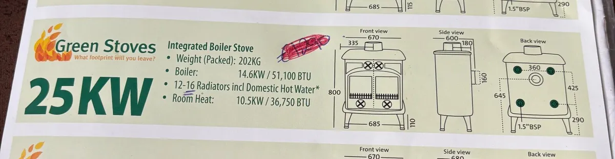 Stove - 25kw boiler multi fuel - Image 4