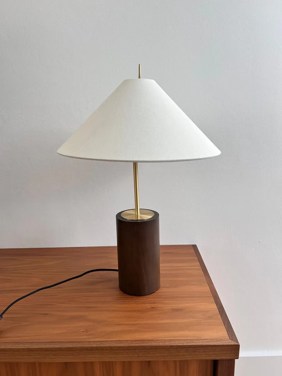 Modern Table Lamp - Wood and Gold finish - Image 1