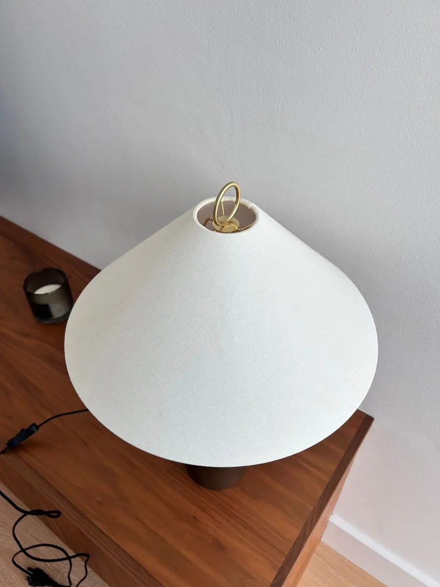 Modern Table Lamp - Wood and Gold finish - Image 2