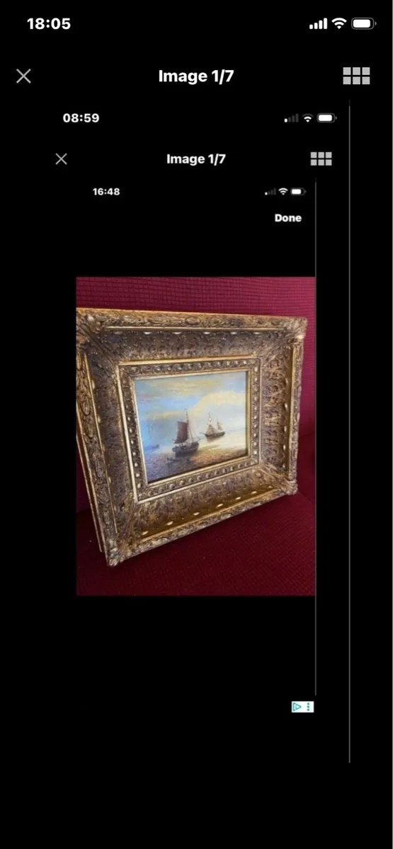 Vintage Oil on Board Maritime Painting - Image 1