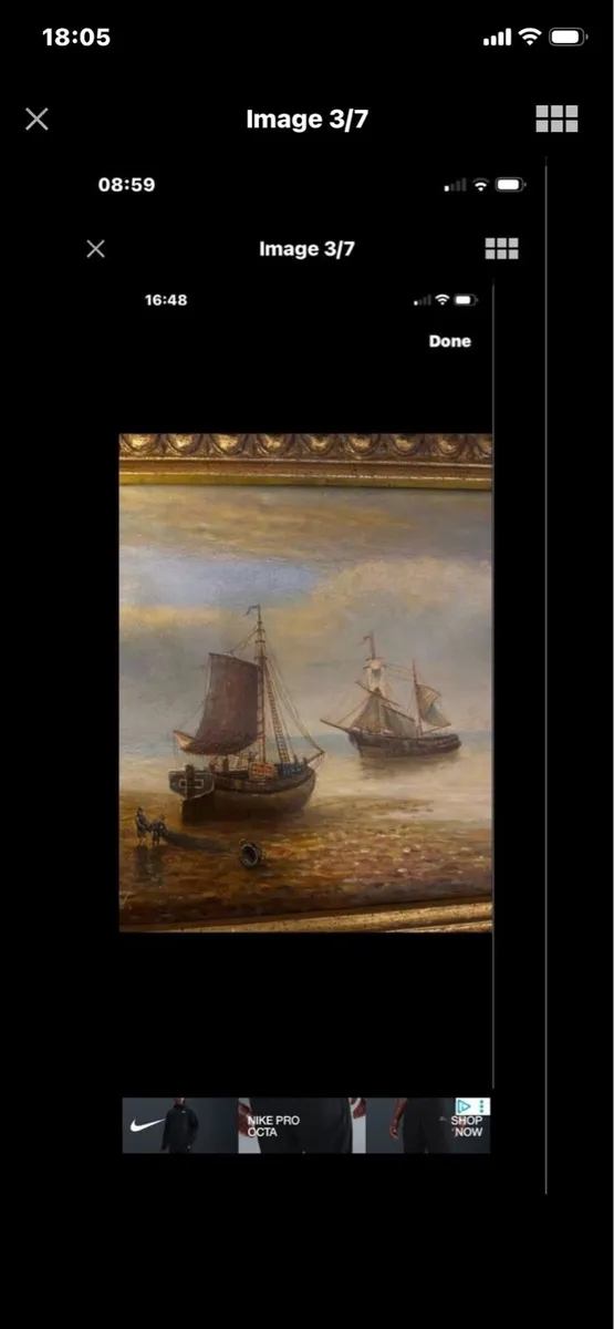 Vintage Oil on Board Maritime Painting - Image 3