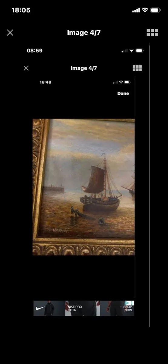 Vintage Oil on Board Maritime Painting - Image 4