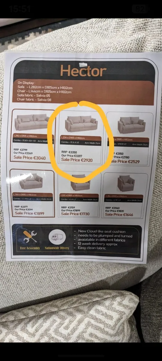 FAMA 3 Seater sofa and footstool €1200 ONO - Image 4