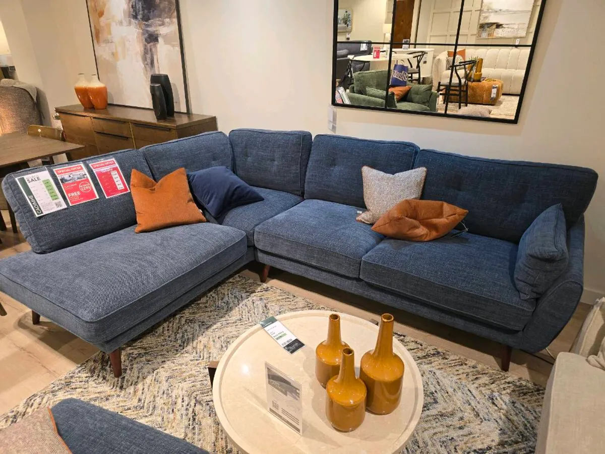 L-shape (right side) Caiomhe sofa(deep blue) - Image 1