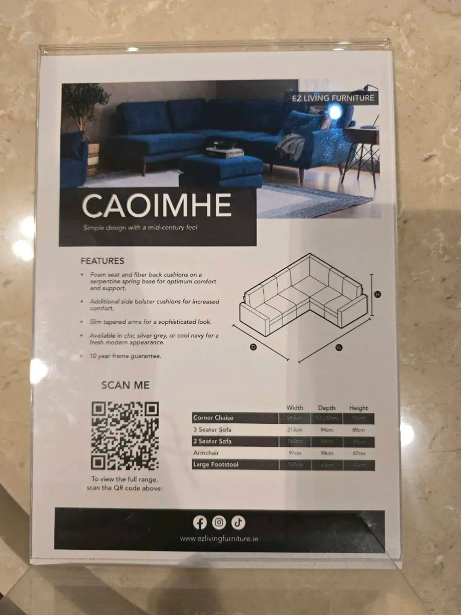 L-shape (right side) Caiomhe sofa(deep blue) - Image 3