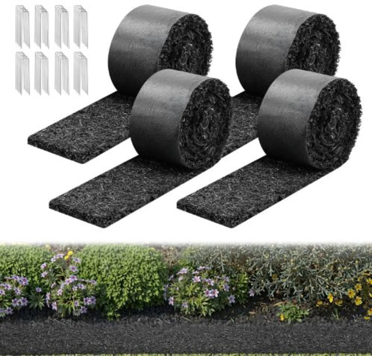 Rubber Mulch Mat Roll, 4 Rolls 305 x 11.5 cm, - Image 1