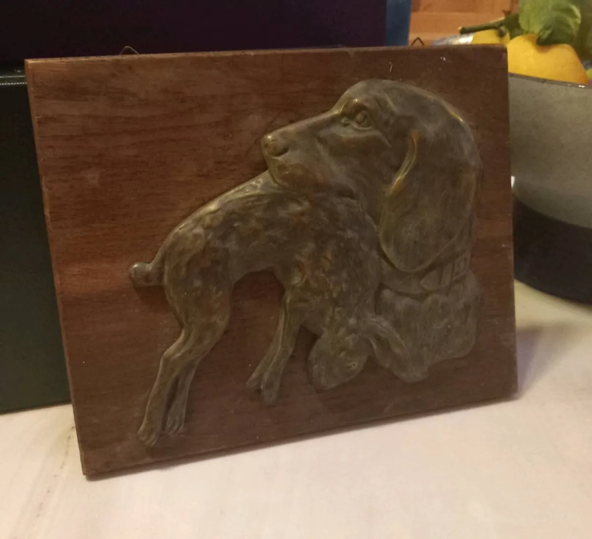 Bronze hunting dog and rabbit, v heavy D18 post 6e - Image 1