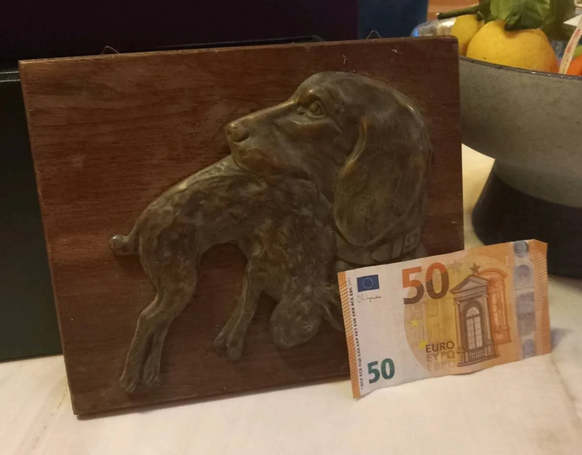 Bronze hunting dog and rabbit, v heavy D18 post 6e - Image 2