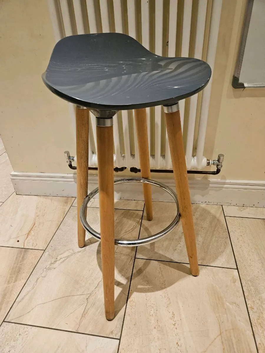 Grey wooden kitchen barstool