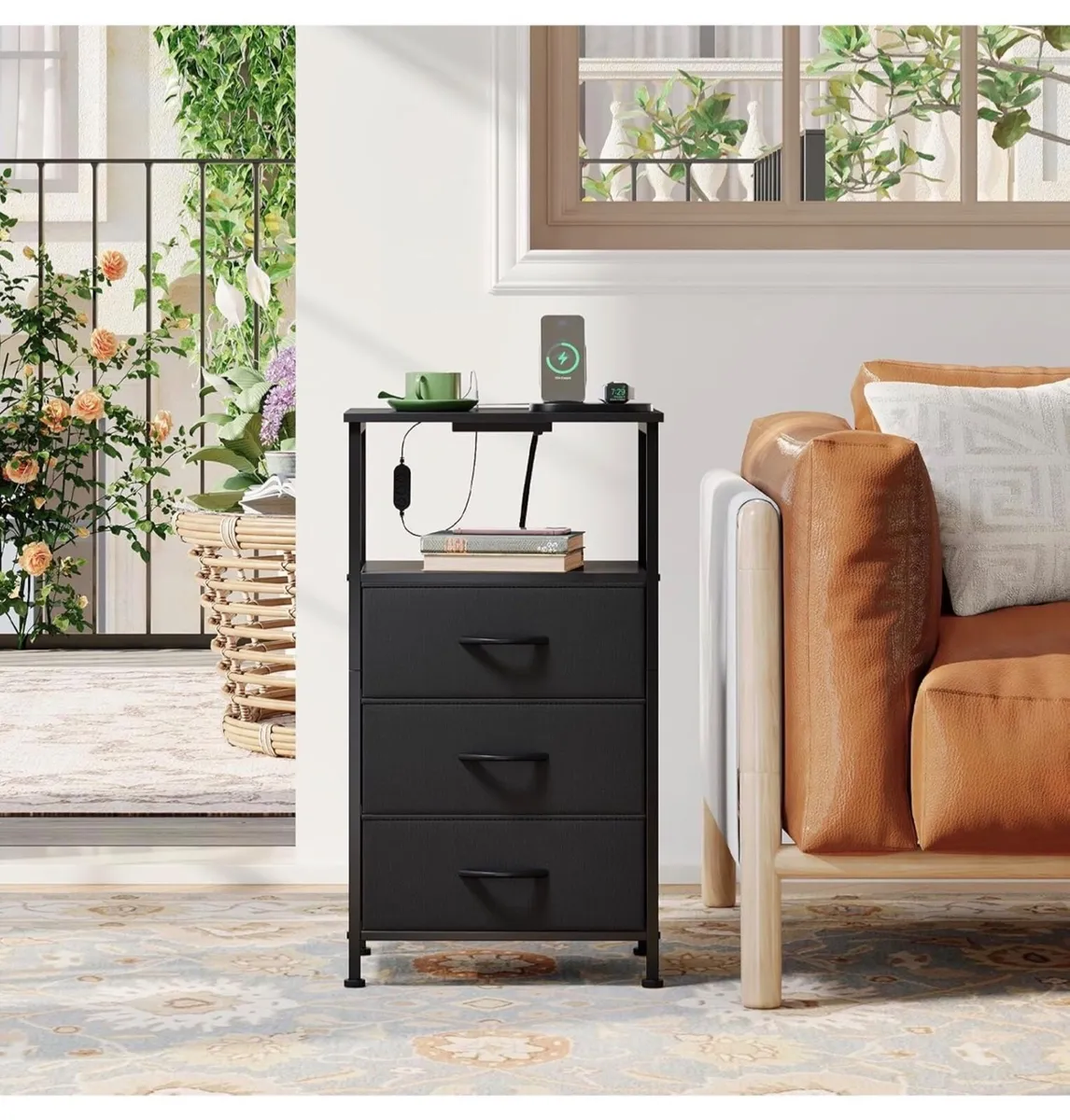 Set of 2 Chest of Drawers for Bedroom with Charg - Image 2