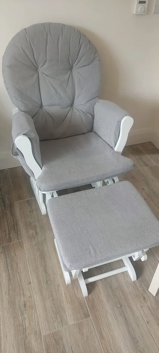 Babylo Brompton Glider & Footstool Grey suedette/W