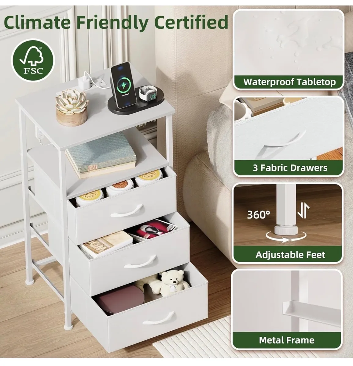 Set of 2 Chest of Drawers for Bedroom - Image 4