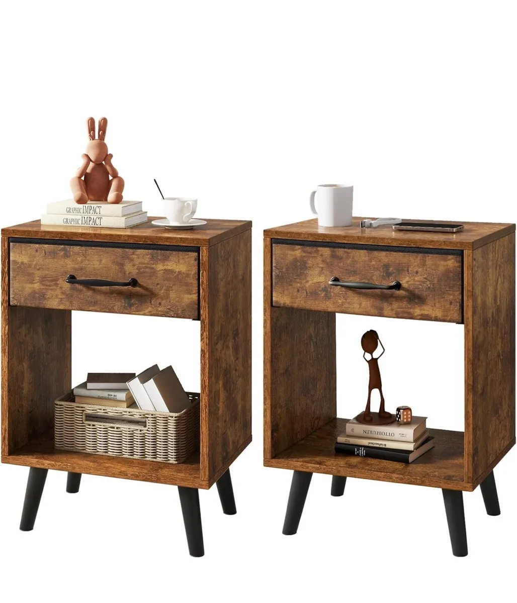 Nightstand Set of 2, Bedside Table, Side Table wit - Image 1