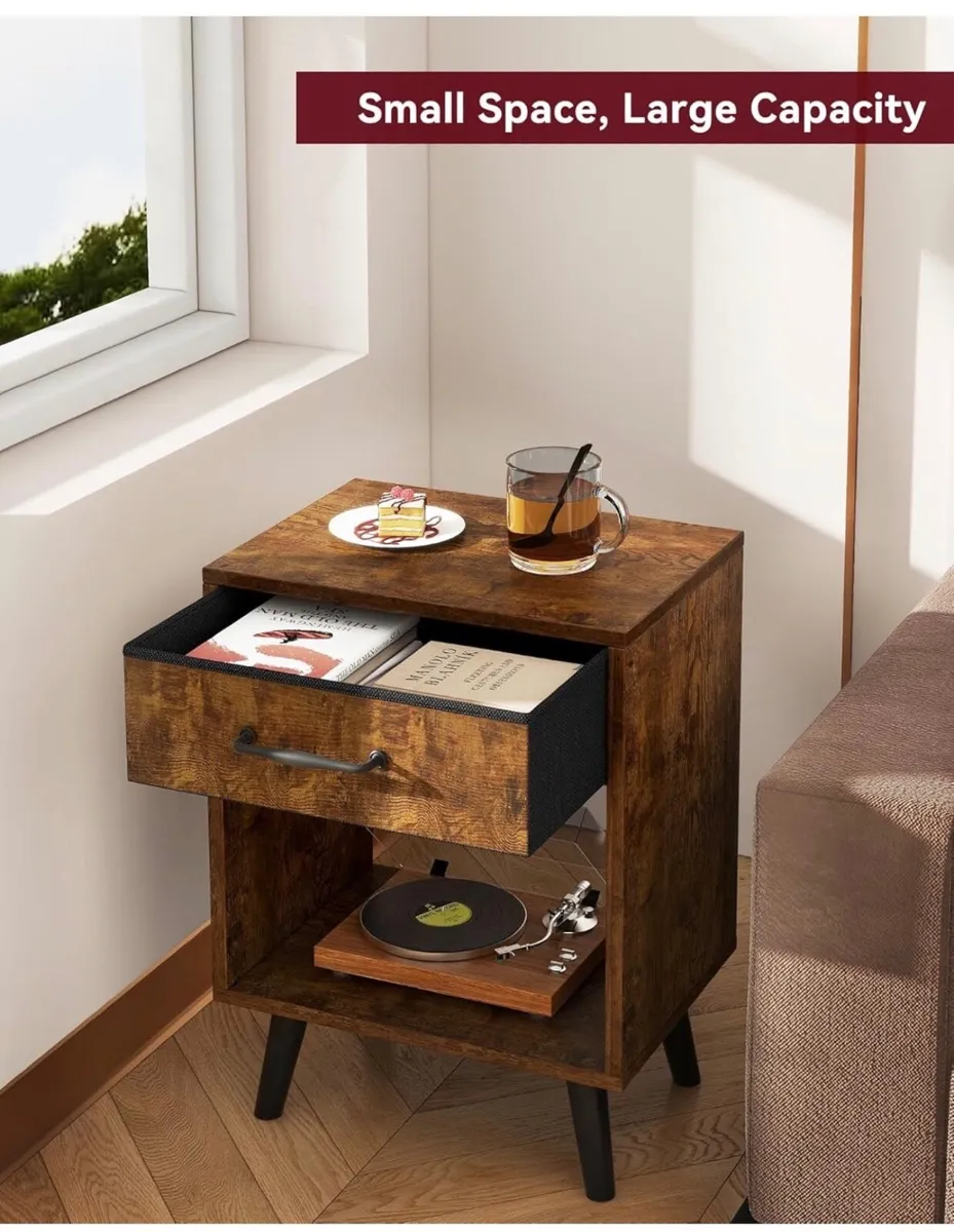 Nightstand Set of 2, Bedside Table, Side Table wit - Image 3