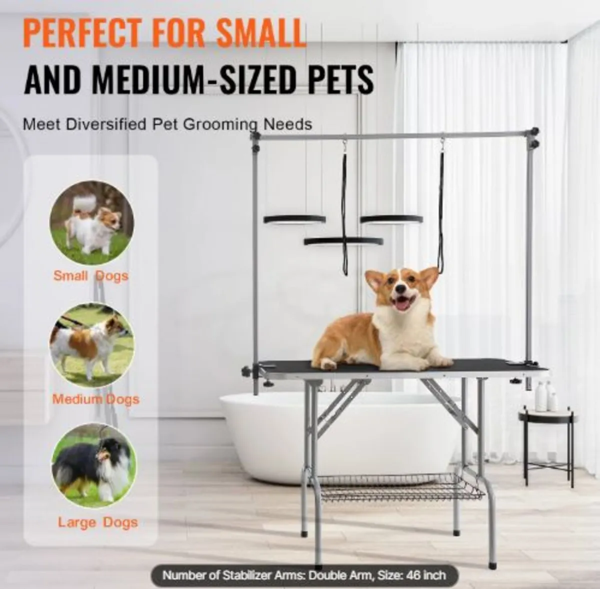 Pet Grooming Table Two Arms with Clamp, 117cm Dog - Image 3