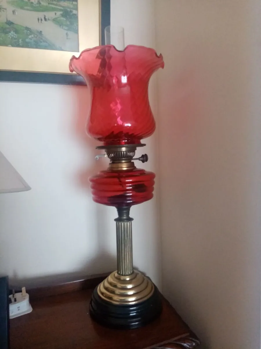 Vintage oil Lamp, Cake Stands - Image 1