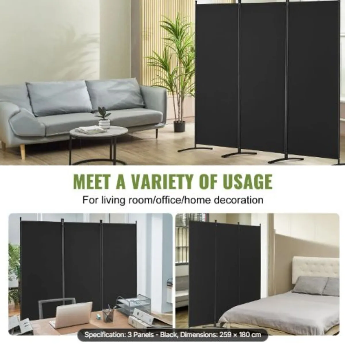 Room Divider, 3 Panel Room Dividers and Folding - Image 4