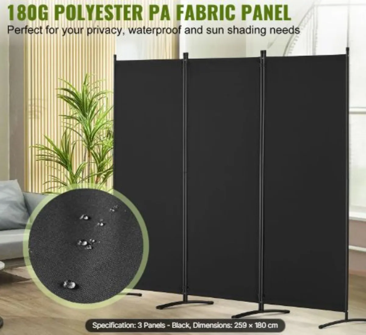 Room Divider, 3 Panel Room Dividers and Folding - Image 2