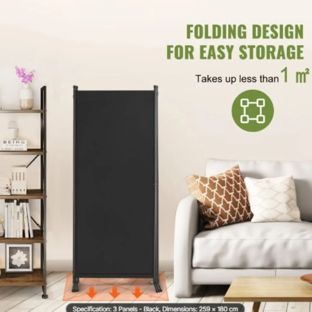 Room Divider, 3 Panel Room Dividers and Folding - Image 3