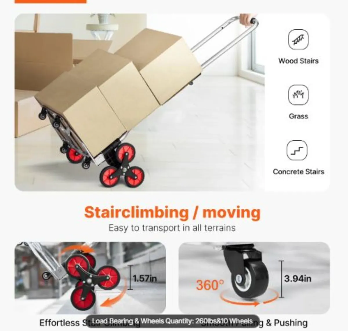 Stair Climbing Cart, 260 lbs Capacity Stair Climb - Image 2