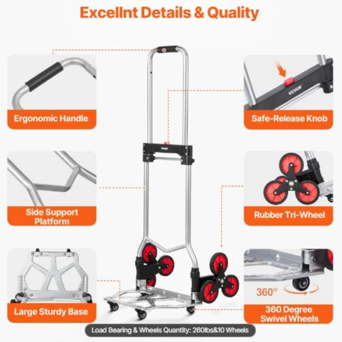 Stair Climbing Cart, 260 lbs Capacity Stair Climb - Image 3
