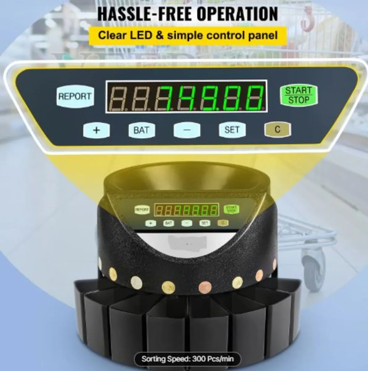 Euro Coin Counter Sorter 500-1000 Coins Electronic - Image 3