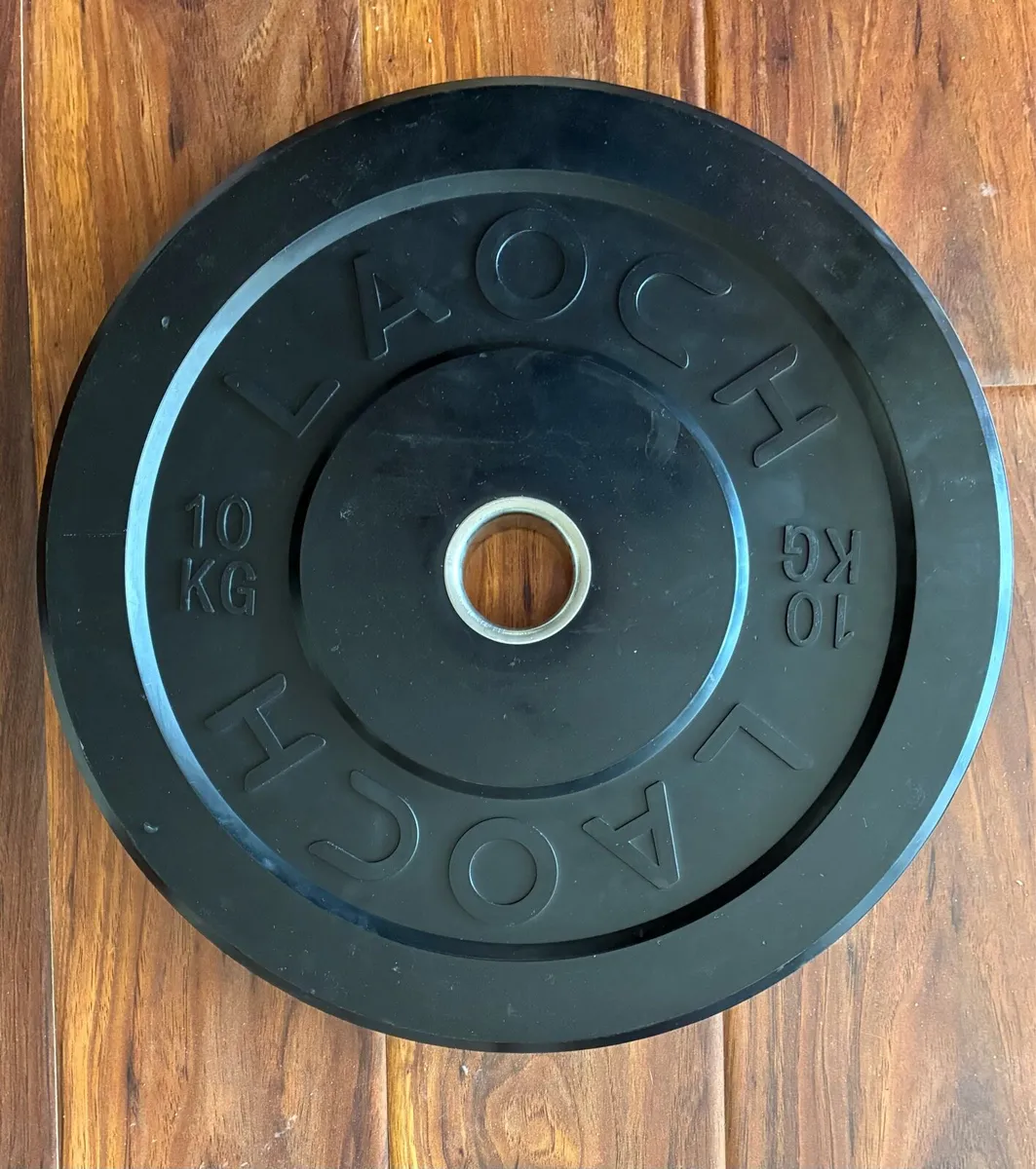 Black Bumper Plate weights(125kg)  and 2x barbells - Image 4