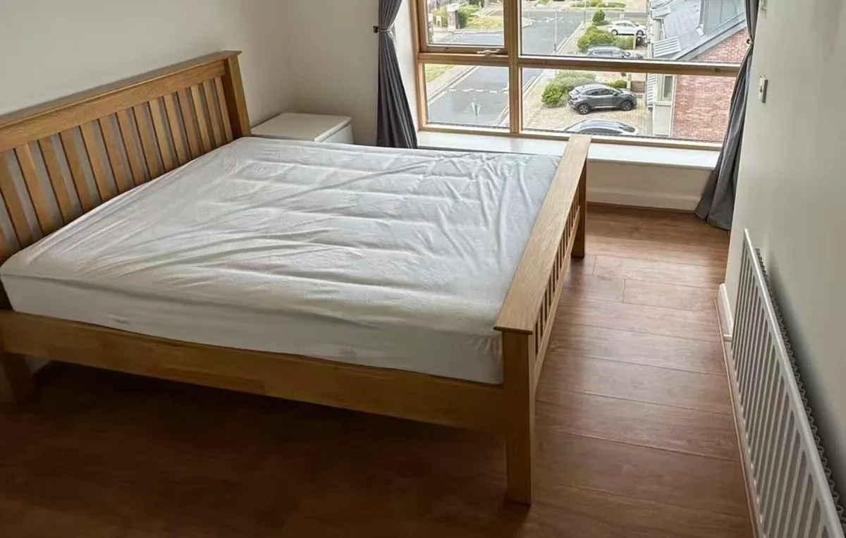 Solid Oak Double Bed with high end mattress - Image 2