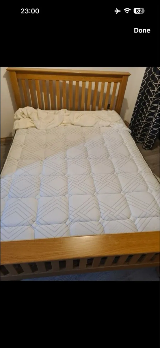 Solid Oak Double Bed with high end mattress - Image 4